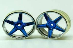 Chrome front 5 spoke blue anodized wheels 2 pcs 
