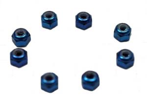 Blue Aluminum Nylon Locknut M3 qty 6 (02191B)