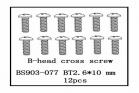 B-Head Cross Screw(BT2.6*10)   12 PCS (BS903-077)