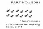 Countersunk Self Tapping Screw 2.6*6 12pcs (S061)