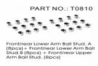 Front/Rear Lower Arm Balls A 8pcs, Front/Rear Lower Arm Balls B 8pcs, and Front/Rear Upper Arm Balls